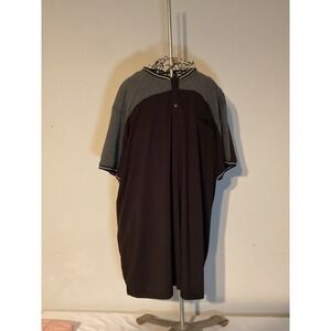 Fried Denim Mens 3XL Henley Shirt Black Gray Colorblock Zip Pocket Short Sleeve